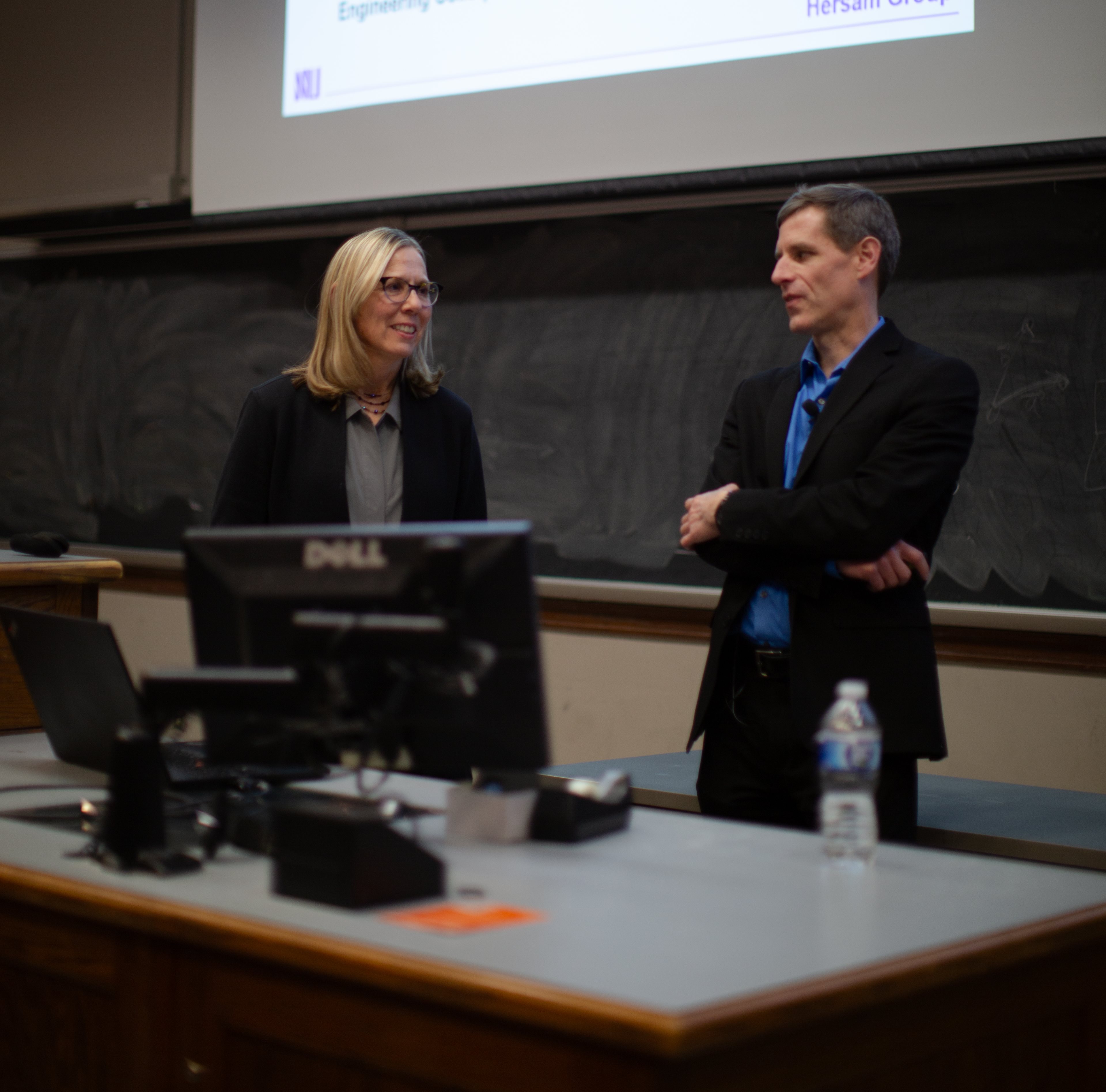 Pictured: Department Head Nancy Sottos (left) and Illinois alumnus Mark Hersam (right)&amp;amp;amp;nbsp;