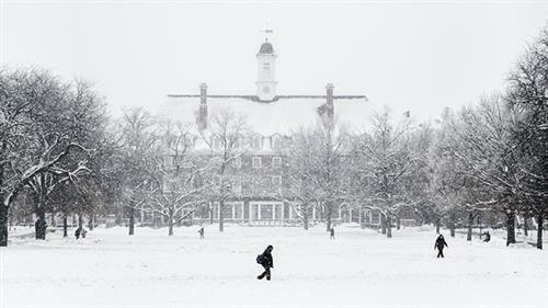 Winter day on a campus.