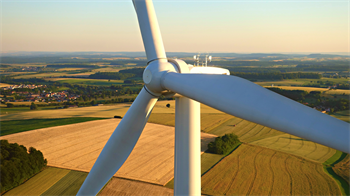 Aerial view of a wind turbine