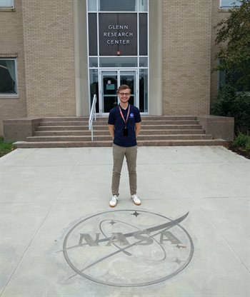 Nate Olson stands in front of the NASA&amp;amp;amp;rsquo;s Glenn Research Center in Cleveland