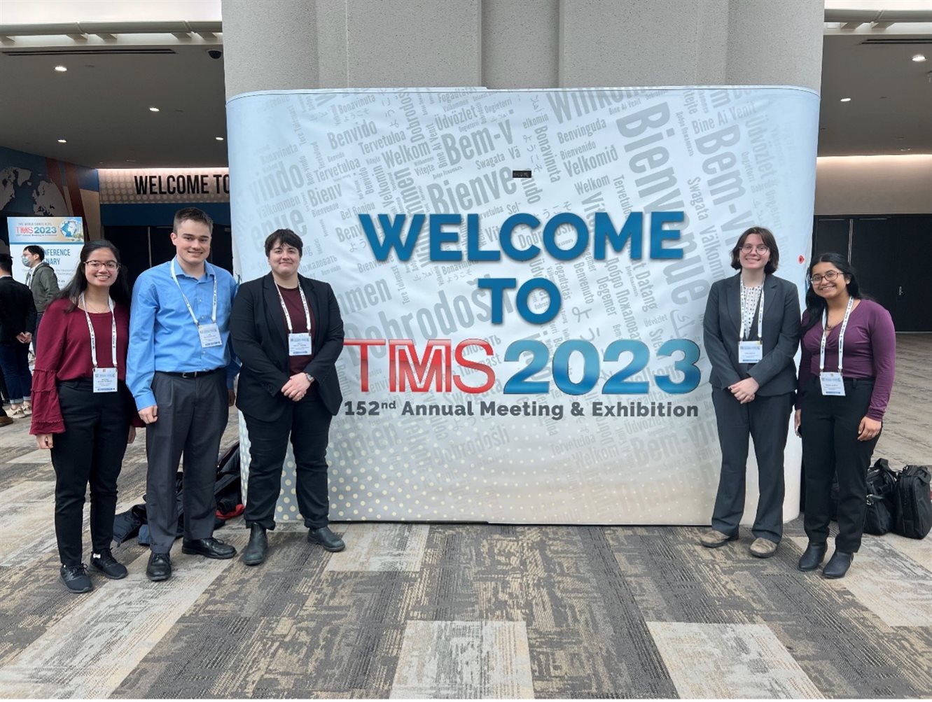 The Illinois team poses for a photo at the TMS annual Meeting and Exhibition at the San Diego Convention Center and Hilton San Diego Bayfront in San Diego, Calif earlier in March. Picturesd, from left, are Regina Raemsch, Jac Copeland, Abby Sreden, Kira Martin, Krisha Sampat.